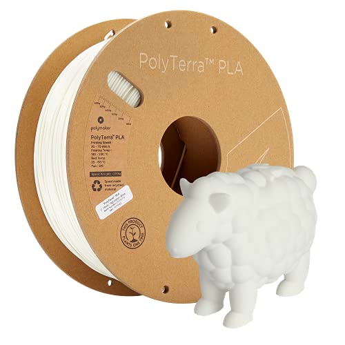 Polymaker Matte PLA Filament Cotton White 1.75mm 1kg 3D Printing Filament, PolyTerra 3D Printer PLA Filament