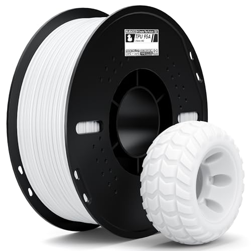 ELEGOO TPU Filament 1.75mm White 1KG, 95A Flexible Soft 3D Printing Filament 1KG Spool(2.2lbs) Fits for Most FDM 3D Printers