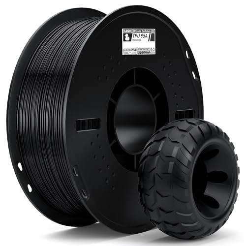 ELEGOO TPU Filament 1.75mm Black 1KG, 95A Flexible Soft 3D Printing Filament 1KG Spool(2.2lbs) Fits for Mos...