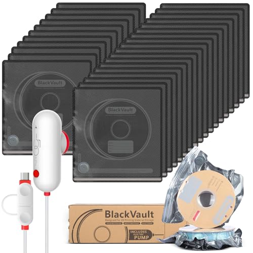 Vacbird Upgraded 3D Filament Vacuum Storage Bags with USB Pump, 30 Pack Light-Blocking Filament Bags, 2X Faster Air Removal, Universal Pump Fit, 12.6×13.38 Inch