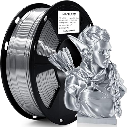 GIANTARM Silk Metallic Silver PLA 3D Printer Filament 1kg Spool, 1.75m — Our recommended pick for most buyers