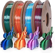 Kretrum Silk Dual Color 3D Printer Filament Bundle, 1.75 mm Color Changing PLA Bundle, 4 Spools 250g Each (Rose & Blue, Red & Gold, Violet &