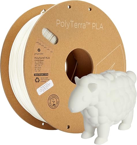 Polymaker Matte PLA Filament Cotton White 1.75mm 1kg 3D Printing Filament, PolyTerra 3D Printer PLA Filament
