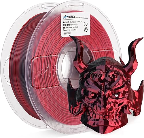 AMOLEN Silk PLA 3D Printer Filament, Silk Dual Color Red Black PLA Fil — Build quality and design details up close
