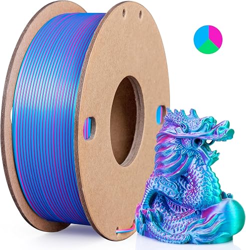 3Dgenius Silk Triple Color PLA Filament 1.75mm, 3-in-1 Coextruded Shin — Key features at a glance
