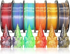 MIKA3D 6 Spools Bicolor Dual Color 1.75mm 3D Printer Filament Bundle, 3D Printing Silk PLA, Silk Black-Red/Purple-Green/Blue-Green/Red-Gold/